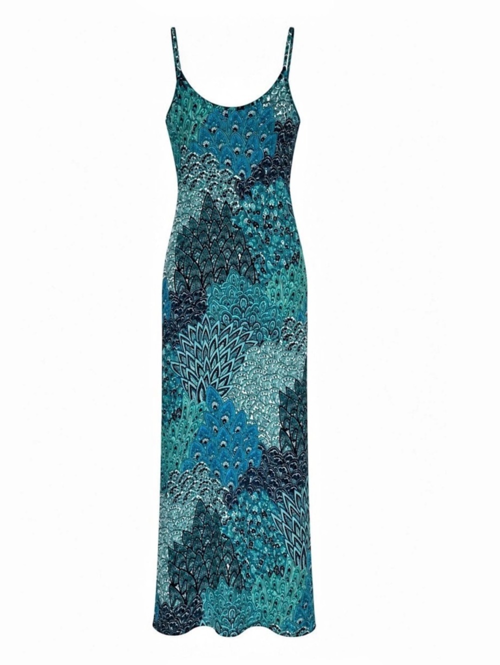 MSK Abstract Print Maxi Dress in Blue & Black Small Like New